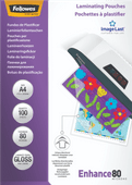 Fellowes Pochettes de plastification Enhance 80 mic A4 (100 pièces) Pochette de plastification A4