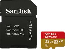 SanDisk microSDHC Extreme 32GB 100MB/s CL10 + SD adapter MicroSDHC kaart