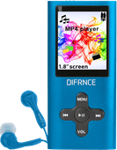 Difrnce MP1851 4GB Blauw MP3 speler met 4 GB tot 8 GB opslagcapaciteit