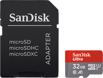 SanDisk MicroSDHC Ultra 32GB 120 MB/s CL10 A1 UHS-1 + SD Ada MicroSDHC kaart