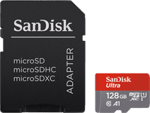 SanDisk MicroSDHC Ultra 128GB 120 MB/s CL10 A1 UHS-1 + SD Ad Sandisk microSD kaart