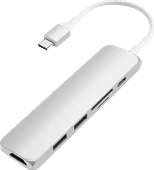 Satechi Type C Slim Multi-Port Adapter V2 Zilver Docking station voor Apple MacBook