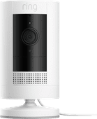 Ring Stick Up Cam Plug-In White Smart security Google Assistant compatible