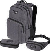 Dakine Campus 15" Carbon 25L + School Case + Hip Pack Laptop rugzak