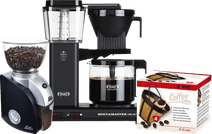 Moccamaster KBG Select Mat Zwart + Koffiemolen + Scanpart Permanent Filter Filter koffiezetapparaat