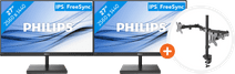 2x Philips 275E1S/00 + NewStar FPMA-D550DBLACK Monitor bundel