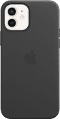 Apple iPhone 12 en 12 Pro Back Cover met MagSafe Leer Zwart Apple iPhone 12 hoesje