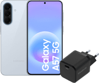 Samsung Galaxy A57 256GB Lichtblauw 5G + BlueBuilt Oplader met Usb C Poort 45W Zwart Samsung Galaxy A57
