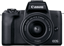 Canon EOS M50 Mark II Zwart + 15-45mm IS STM Zwart + 55-200mm IS STM Zwart Camera met een kantelbaar scherm