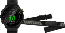 Garmin Forerunner 55 Noir + Garmin HRM-DUAL Cardiofréquencemètre Sangle Poitrine Noir Montre connectée pour femmes