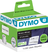 DYMO Authentieke LW Grote Verzendlabels/Naamkaarten Wit (54 x 101 mm) 1 Rol Dymo label