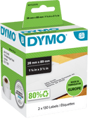 DYMO LW Étiquettes d'Adresse Authentiques Blanc (28 x 89 mm) 2 Rouleaux Étiquette Dymo