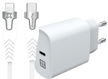 XtremeMac Chargeur Power Delivery 20 W + Câble Lightning 2 m Nylon Blanc Chargeur rapide Apple iPhone