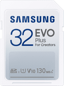 Samsung EVO Plus 32GB, SDHC, UHS-I, U1, 130MB/s, FHD, Memory Card(MB-SC32K) Samsung geheugenkaart