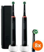 Oral-B Pro 3 3500 Zwart Duo Pack + CrossAction opzetborstels (8 stuks) Elektrische tandenborstel met druksensor