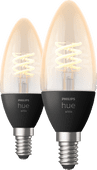 Philips Hue Ampoule à Filament White Ampoule Bougie E14 Lot de 2 Douille E14 Phlips HUE