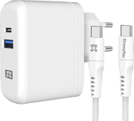 XtremeMac Power Delivery Oplader met 2 Usb Poorten 30W + Usb C Kabel Nylon 2,5m Wit Apple iPhone 12 oplader