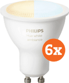 Philips Hue White Ambiance GU10 Bluetooth 6-Pack Smart lamp met GU10 fitting
