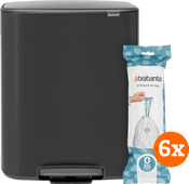 Brabantia Bo Pedal Bin 2x 30L Matte Black + Trash Bags (120 units) Brabantia trash can