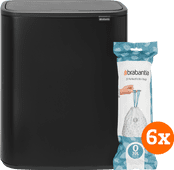 Brabantia Bo Touch Bin 2x 30L Matte Black + Trash Bags (120 units) Brabantia Touch Bin trash can