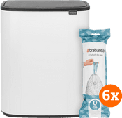 Brabantia Bo Touch Bin 2 x 30 Liter White + Vuilniszakken (120 stuks) Witte vuilbak