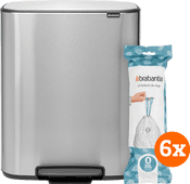 Brabantia Bo Pedal Bin 2x 30L Stainless Steel Fingerprint-Proof + Trash Bags (120 units) Brabantia trash can