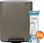 Brabantia Bo Pedal Bin 2x 30L Platinum + Trash Bags (120 units) Brabantia trash can