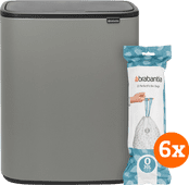 Brabantia Bo Touch Bin 2 x 30 Litres Mineral Concrete Grey + Sacs Poubelle (120 pièces) Poubelle Brabantia Bo