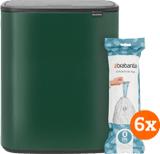 Brabantia Bo Touch Bin 2x 30L Green + Trash Bags (120 units) Brabantia trash can