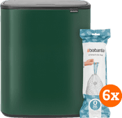 Brabantia Bo Touch Bin 2x 30L Green + Trash Bags (120 units) Brabantia duo trash can