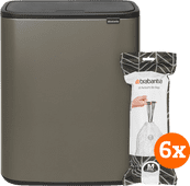 Brabantia Bo Touch Bin 60L Platinum + Trash Bags (120 Units) Brabantia Bo trash can