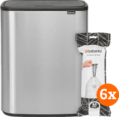 Brabantia Bo Touch Bin 60L Stainless Steel Fingerprint-Proof + Trash Bags (120 Units) Brabantia trash can