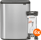 Brabantia Bo Touch Bin 60 Liter Rvs Fingerprint Proof + Vuilniszakken (120 stuks) Brabantia Bo vuilbak