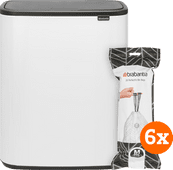 Brabantia Bo Touch Bin 60 Liter White + Vuilniszakken (120 stuks) Witte vuilbak
