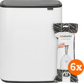 Brabantia Bo Touch Bin 60 Litres White + Sacs Poubelle (120 pièces) Poubelle blanche