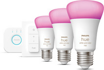 Philips Hue White and Color Starter Pack E27 with 3 Lights + Dimmer + Bridge Smart home in our store in Olen