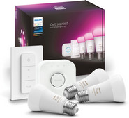 Philips Hue White & Color Starter Pack E27 met 3 lampen,dimmer + bridge Smart lamp met ecocheques