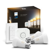 Philips Hue White Ambiance Kit de Démarrage E27 avec 3 Ampoules, Variateur et Bridge Kit de démarrage pour ampoules connectées