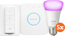 Philips Hue White & Colour Starter 5-Pack E27 + dimmer Google Assistant smart lamp startpakket