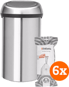 Brabantia Touch Bin 60L Matte Steel + Trash Bags (120 units) Brabantia Touch Bin trash can