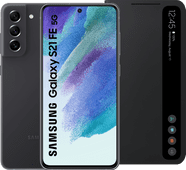 Samsung Galaxy S21 FE 128GB Grijs 5G + Samsung Clear View Book Case Zwart Smartphone met 5G