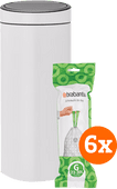 Brabantia Touch Bin 30 Liter White + Vuilniszakken (120 stuks) Witte vuilbak
