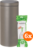 Brabantia Touch Bin 30L Platinum + Trash Bags (120 units) Brabantia trash can