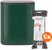 Brabantia Bo Touch Bin 60L Pine Green + Trash Bags (120 units) Brabantia Bo trash can