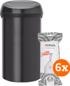 Brabantia Touch Bin 60L Matte Black + Trash Bags (120 units) Brabantia trash can