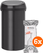 Brabantia Touch Bin 60L Matte Black + Trash Bags (120 units) 60-liter Brabantia Touchbin trash can