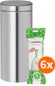 Brabantia Touch Bin 30L Matte Steel Fingerprint-proof + Trash Bags (120 units) Brabantia Touch Bin trash can