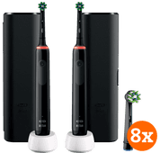 Oral-B Pro 3 3500 Zwart Duo Pack + CrossAction opzetborstels (8 stuks) Elektrische tandenborstel met promotie