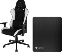 Vortech Essential Gamestoel Wit + Vortech Vloermat Zwart Vortech gamestoel