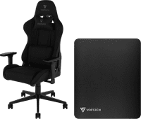Vortech Essential Gamestoel Zwart + Vortech Vloermat Zwart Vortech gamestoel